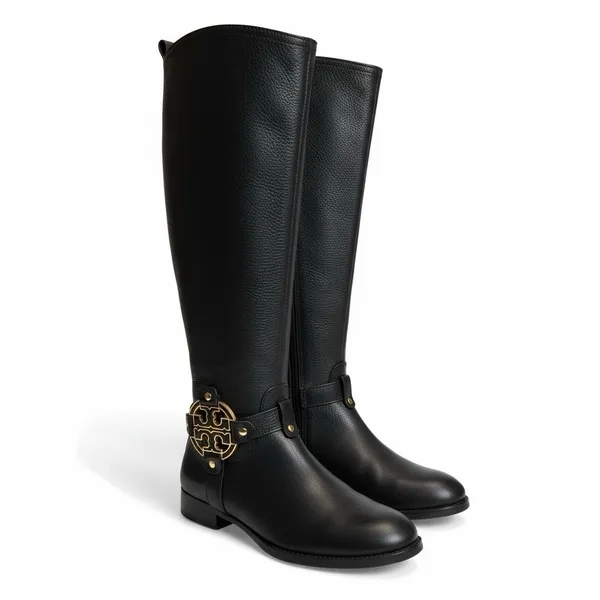 Tory Burch Womens‎ Leather Amanda Tall Riding Boots Size 7 Black Equestrian - Image 5