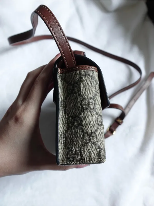 Gucci GG Supreme Monogram Calfskin Mini Padlock Top Handle Shoulder Bag - Image 8