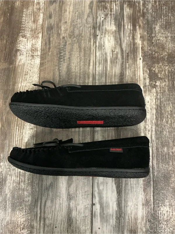 Softmoc Classic Black Faux-Fur Lined Moccasin Flats Size 9 - Image 10