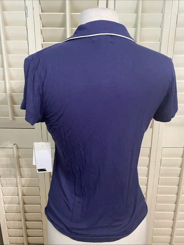 Nordstrom Navy Short Sleeve Pajama Top with White Piping - Image 4