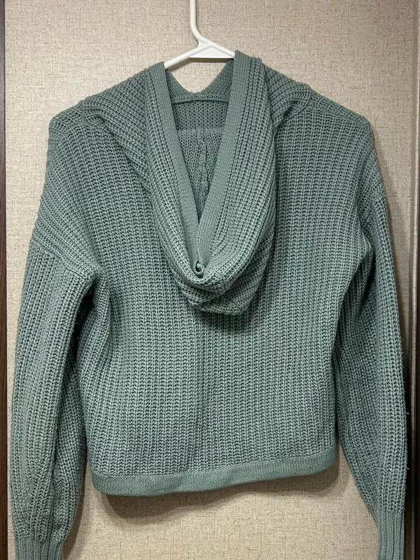 Full Circle Trends Light Sage Green Waffle-Knit Crewneck Sweater - Image 2