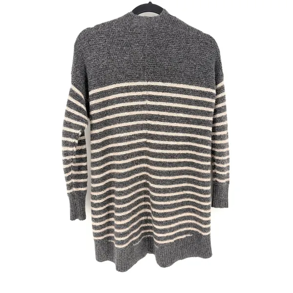 American Eagle Womens Small Gray Striped Open Front Longline‎ Cardigan Sweater - Image 4