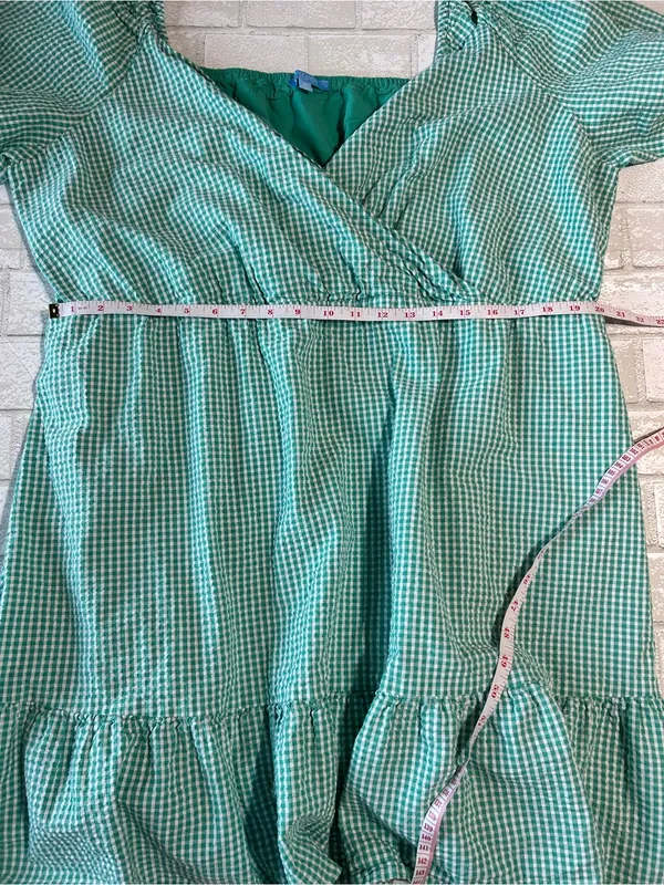 Draper James Green Gingham Puff Sleeve Dress Vacation Size 2X - Image 10