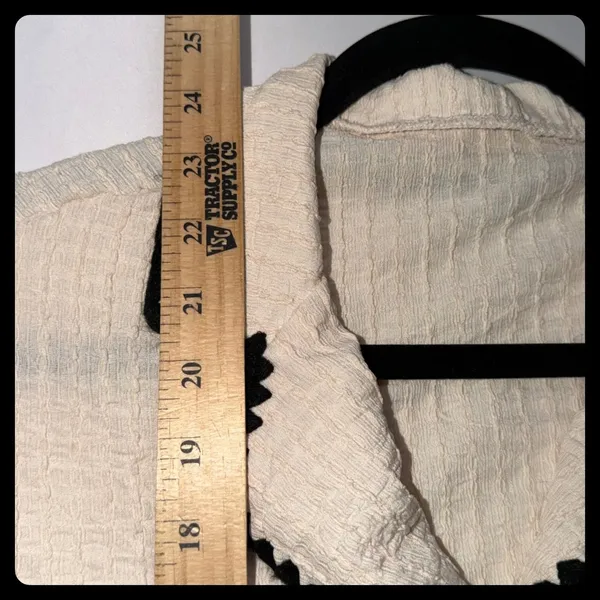Unbranded Pajama Set Medium Cream‎ Black Trim Seersucker Loungewear - Image 4