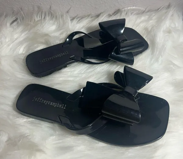 Jeffrey Campbell Sugary Jelly Bow Thong Sandals Black Size 6 - Image 5