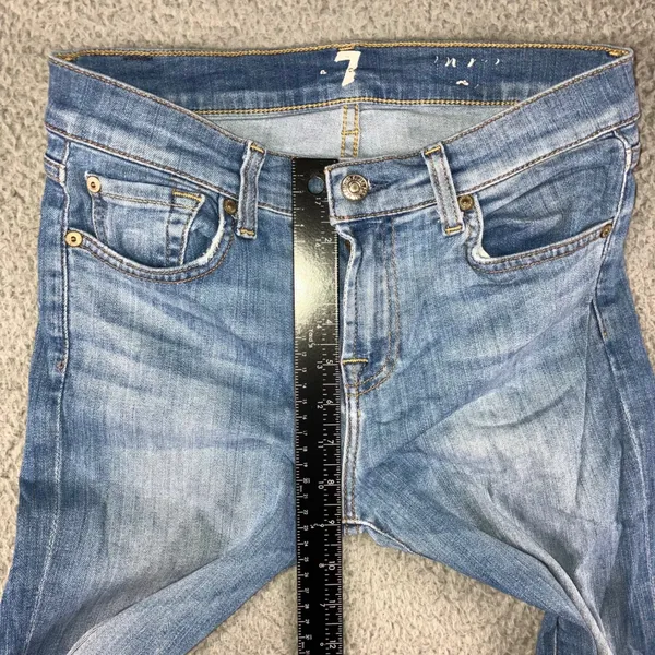 7 For All Mankind Skinny Jeans Women 26 Medium Wash Whiskered Stretch‎ Denim - Image 5