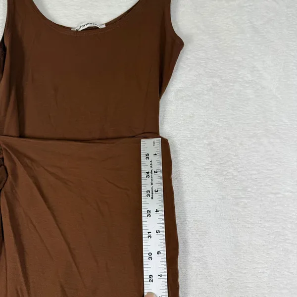 Reformation Brown Tencel Wrap Midi Dress Scoop Neck Sleeveless XS Made in USA - Image 8