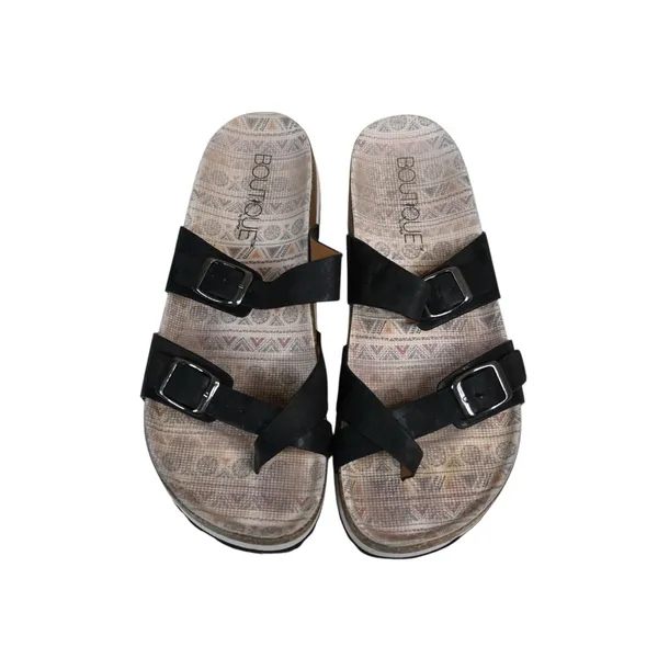 Boutique by Corkys Women's 9 Tan Line Sandal in Black Metallic - Image 3