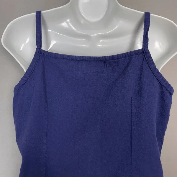 Manta Tank Top Pin Tuck‎ Button-Up Size Medium Women Indigo Blue Sleeveless Boho - Image 6