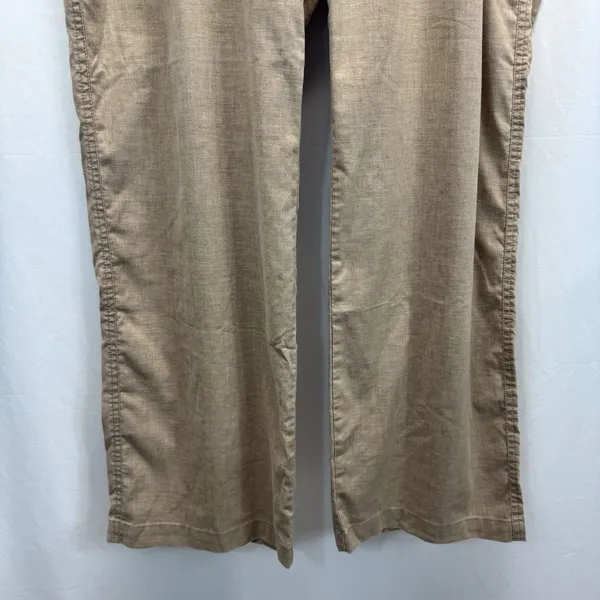 Prana Breathe Women's Drawstring Pants L Tan Lightweight Hemp Blend Wide Leg - Image 4