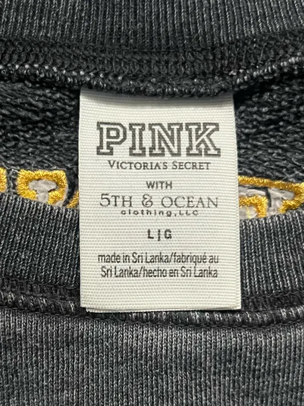 Pink Victoria’s Secret University of Iowa Gray Yellow Crop Crew Sweatshirt L - Image 3