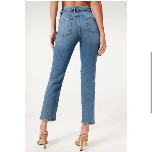 Good American Good Vintage High Rise Distressed Straight Leg Jeans- Size 0 (25) - Image 3