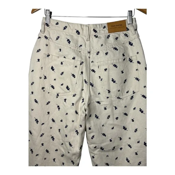 Frank‎ And Oak Linda Balloon Fit Jeans Womens 27 Cream Floral High Rise Tapered - Image 12