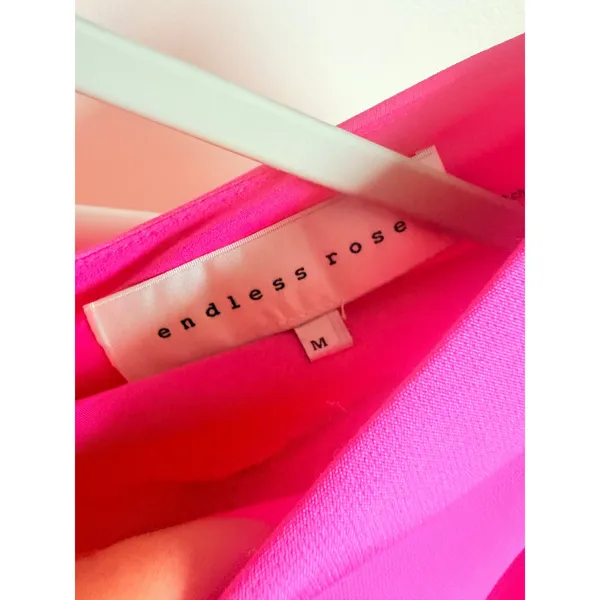Endless Rose Hot Pink Puff Sleeve Cutout V-Neck Mini Dress Medium - Image 5
