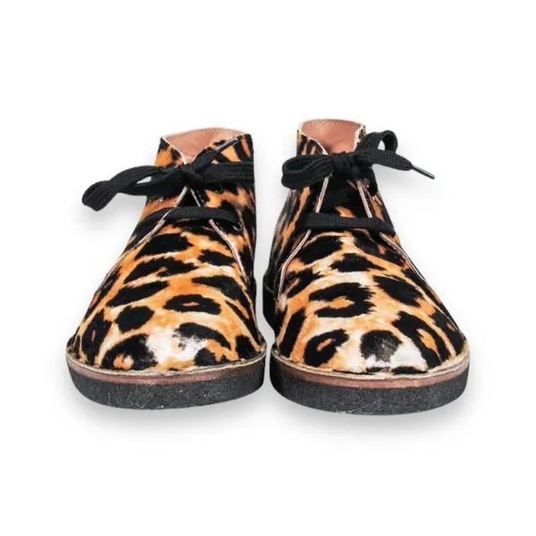 Golden Goose Leopard Pony Hair Chukka Boots‎ Womens 38 Lace Up Italy Distressed - Image 2