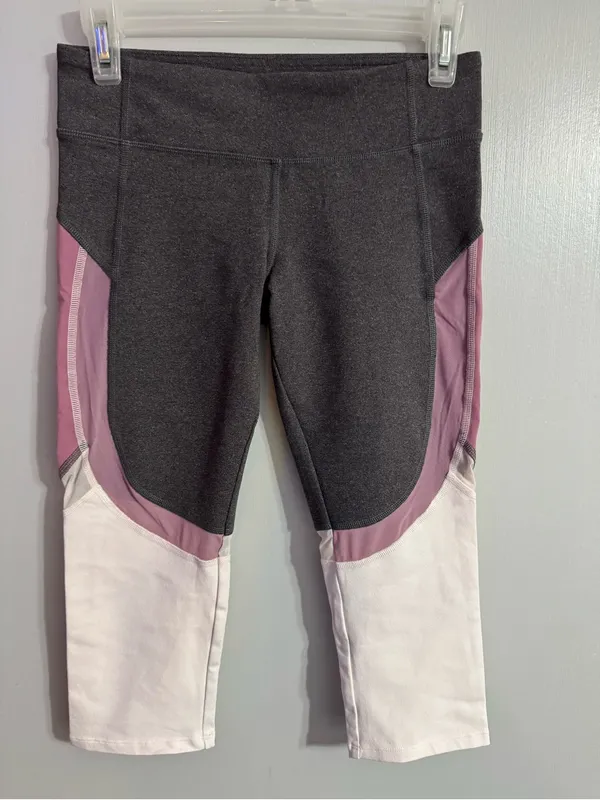 ALO Yoga Colorblock Leggings in Charcoal Mauve White Size Small - Image 2