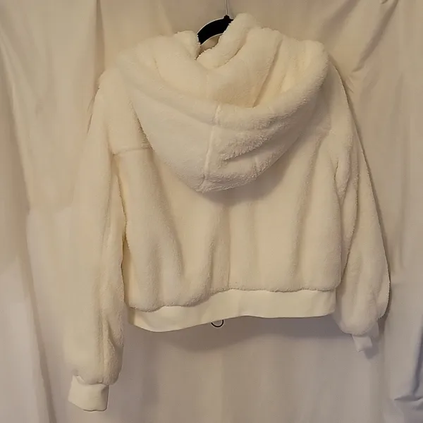 NWT Aeropostale White Size Large Faux Fur Hooded Jacket - Image 9