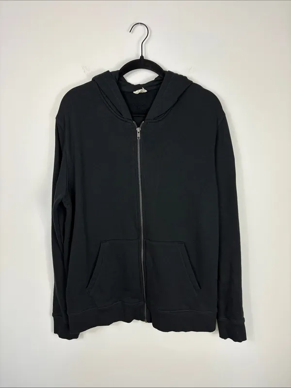 Pact Organic Brushed Fleece Zip Hoodie Women’s Large Black 100% Cotton - Image 2