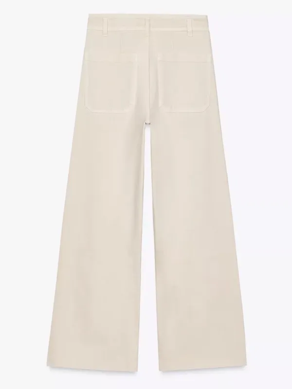 NWT Zara The Patch Pocket Wide Leg Jeans in Cream Size 6 - Image 3