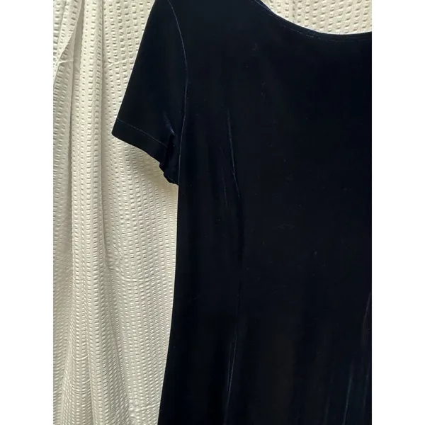 Vintage Caren Desiree Co. Deep‎ Navy Blue Velvet Maxi Dress Size 10 Fitted Flair - Image 7
