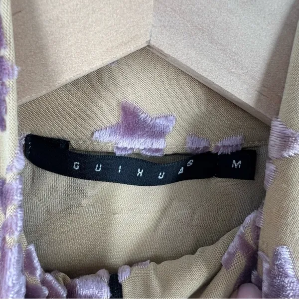 GUIHUA Floral Burnout Velvet Half Zip Mock Neck‎ Sleeveless Top Fairy Feminine - Image 8