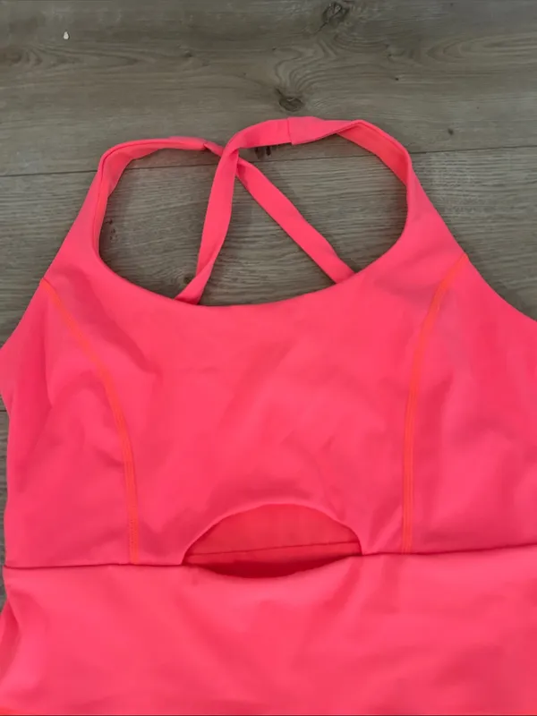 FREE PEOPLE Righteous Runsie workout Jumpsuit romper, Pink/Orange, Large, NWT - Image 4