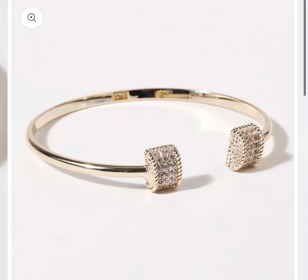 Bar Edge Gold Plated Cuff Bangle Bracelet - Image 4