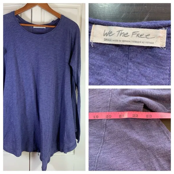 We The Free People Trapeze Top Blue Oversized Small Relaxed‎ Beachy Boho Swing - Image 2