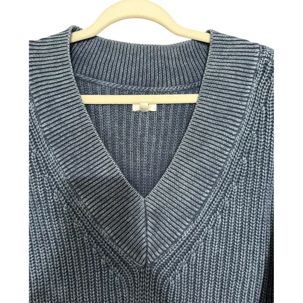 Aerie Wide V-Neck Oversized Pullover‎ Sweater Distressed Blue Women's Size XS - Image 3