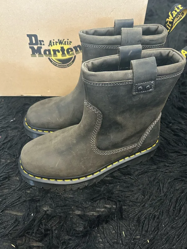 DR MARTENS Anistone LO charcoal leather boots booties shoes women’s new - Image 2