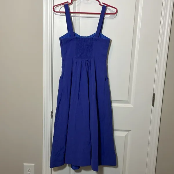 ANTHROPOLOGIE Maeve Seer Sucker Rosemary Midi blue Dress - Image 5