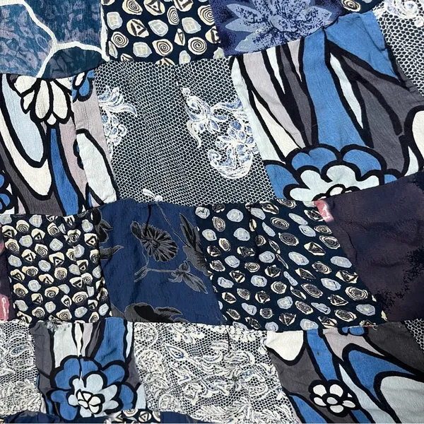 VTG Women Skirt Blue Patchwork Floral Tiered Boho Maxi Festival Artsy Maximalist - Image 2