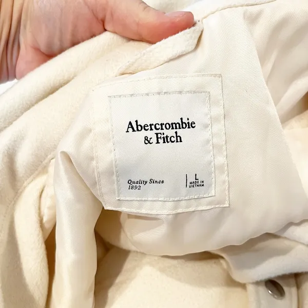 Abercrombie Snap Up Long Sleeve Shacket Cream Large - Image 3