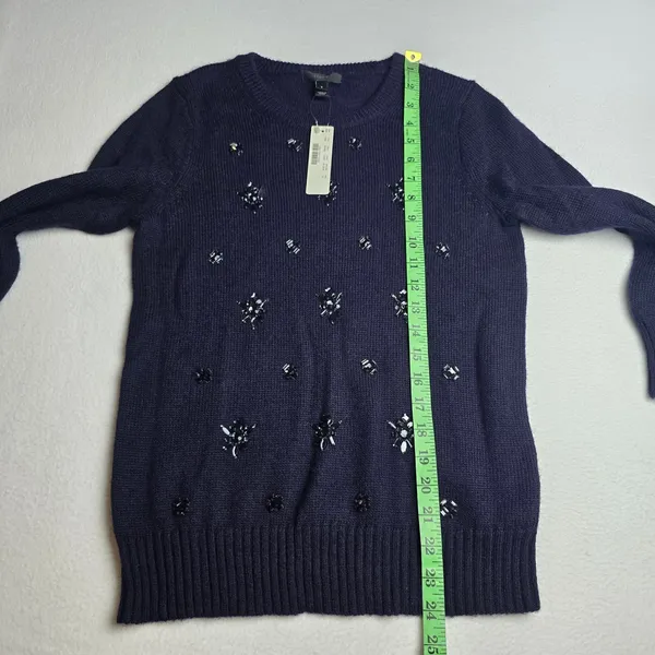 J. Crew NWT Womens Navy Blue Jeweled Embellished Mohair Wool Blend Sweater‎ S - Image 9