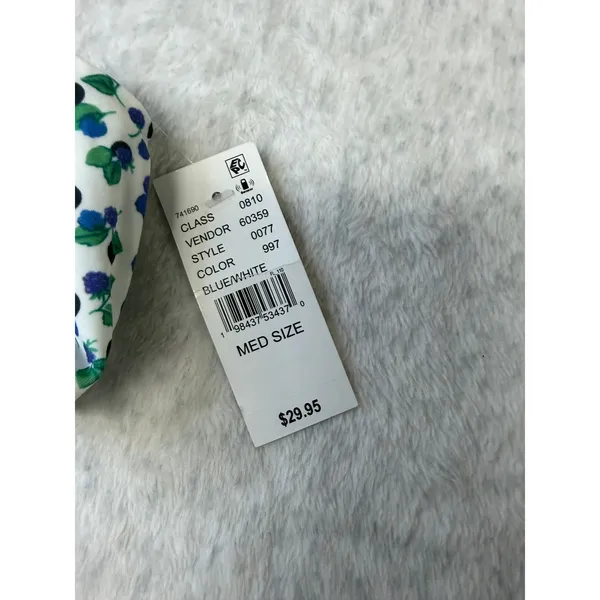 PacSun Swim‎ Womens Medium Blue White Berry Floral Twist Bandeau Bikini Top NWT - Image 3