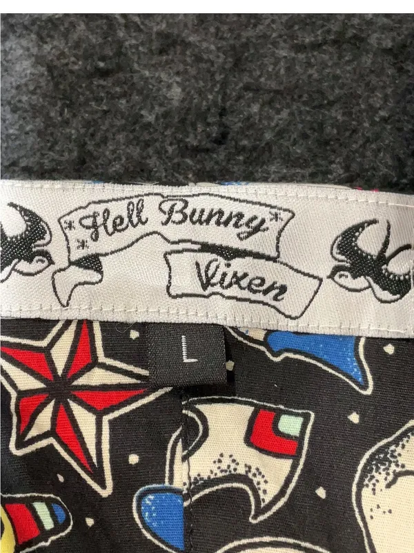 Hell Bunny Black Skull Print V-Neck Fit & Flare Dress - Image 5