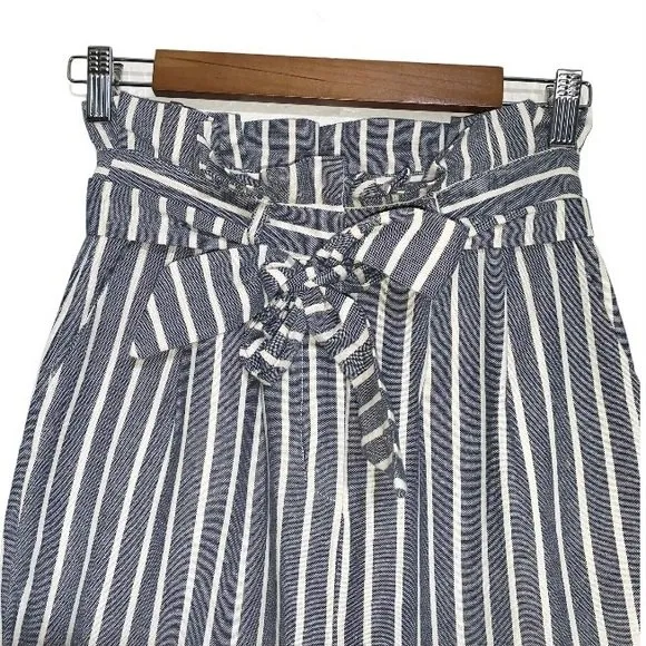 Urban Outfitters Gianna Striped High-Rise Paperbag Pants Linen White/Blue size 0 - Image 6
