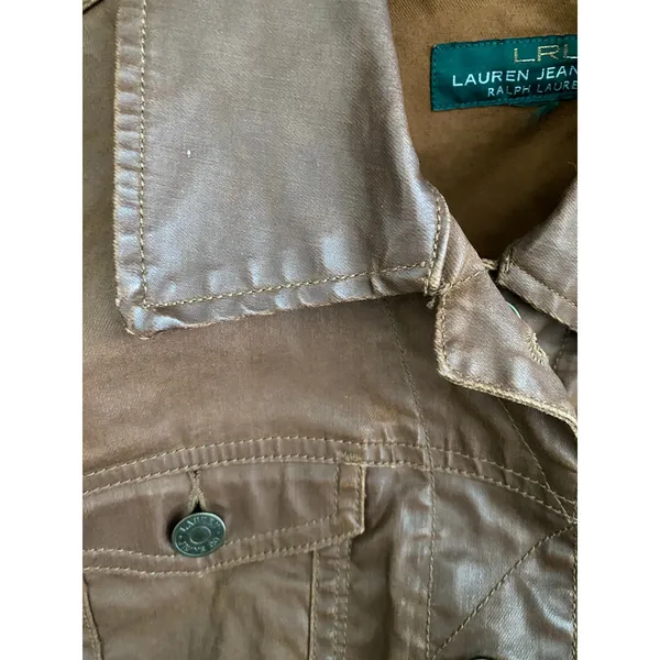 LRL Lauren Jeans Co. Coated Brown Jacket Size Small - Image 3