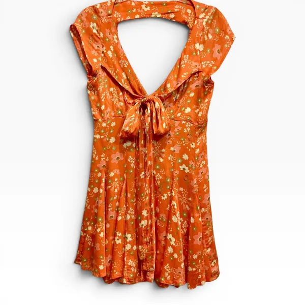 NWT Free People‎ It Takes Two Wrap Around Open Back Flowy Mini Dress Peach Small - Image 4