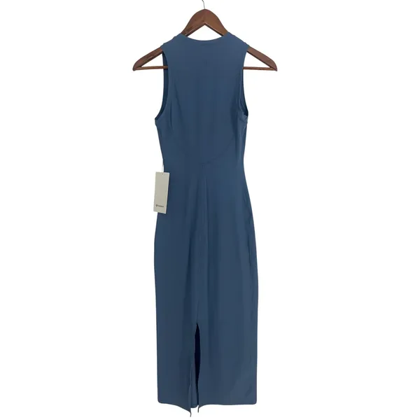 Lululemon All Aligned Ribbed Nulu Midi Dress‎ Washed Denim Size 2 - Image 8