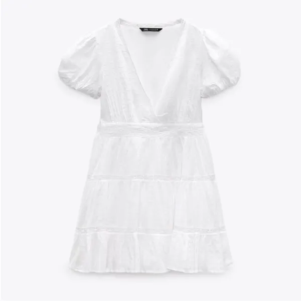 Zara dress mini‎ boho embroidered openwork lace eyelet summer sundress M - Image 8