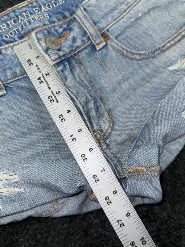 American Eagle VTG Y2K Low Rise Micro Mini Jean Booty Shorts Sz 6 Grunge Preppy - Image 8