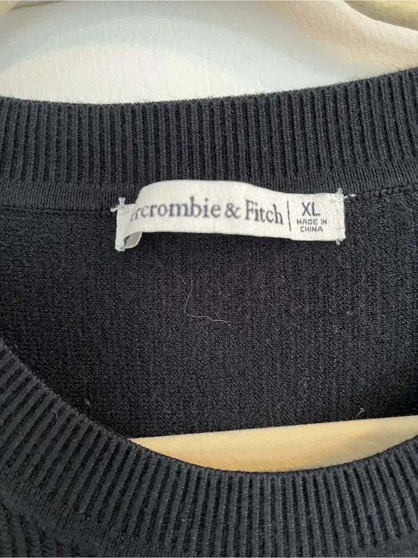 Abercrombie & Fitch Black Ribbed Crewneck Bodysuit Sweater XL A&f - Image 2