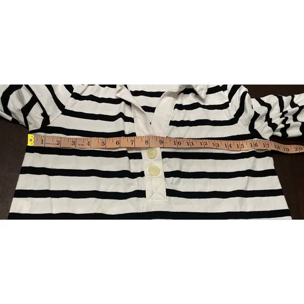 The Nines by HATCH Maternity Dress S Black White Breton Stripe Cotton Polo Prep - Image 7