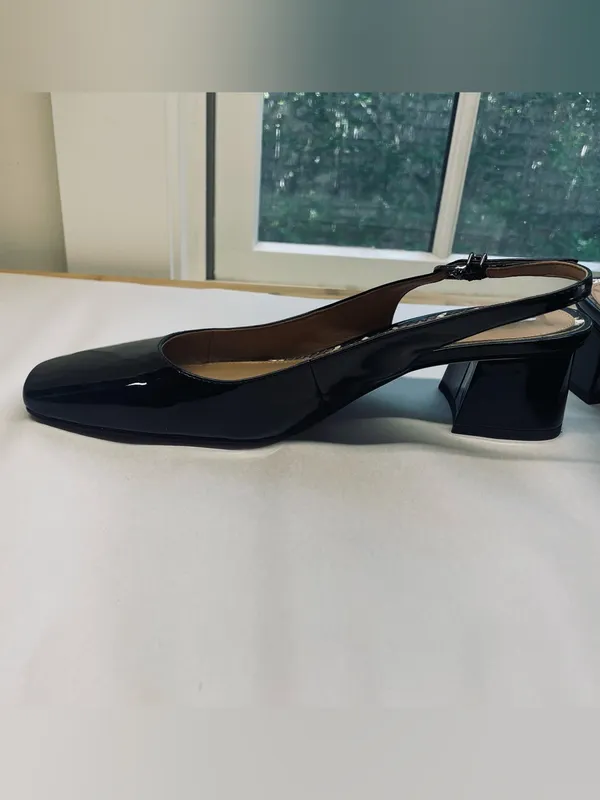 Sam Edelman Terra Slingback Block Heel Pumps Black Patent Square Toe 9.5 - Image 3