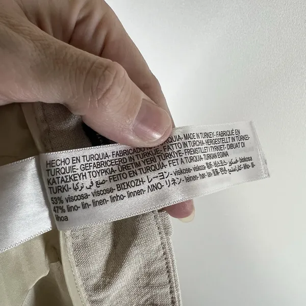 Massimo Dutti Linen Blend Tan Cargo Leg Sz 10 Pants‎ High Waist Resort Vacation - Image 10