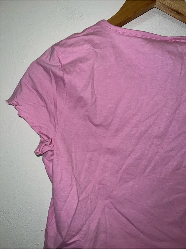 H&M Divided Light Pink Cropped Lettuce-Edge Tee - Image 10