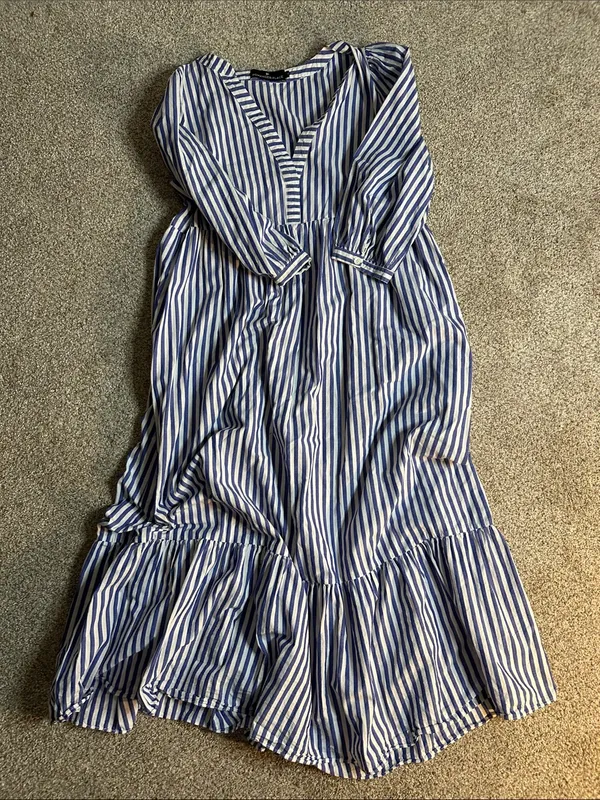 Tuckernuck Pomander Place Blue and White Stripe Maxi Dress with V-Neck - Image 4