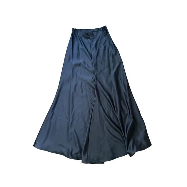 Tadashi Shoji Maxi Skirt Womens 8 Navy Blue Satin A Line Zip Up Formal Evening - Image 2