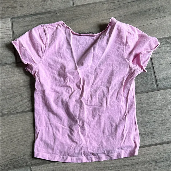 Brandy Melville Light Pink Ruched Short Sleeve Top - Image 4